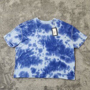 Universal Thread T-Shirt Womens S Winter Blue Tie-Dye Pocket Cotton Casual Top